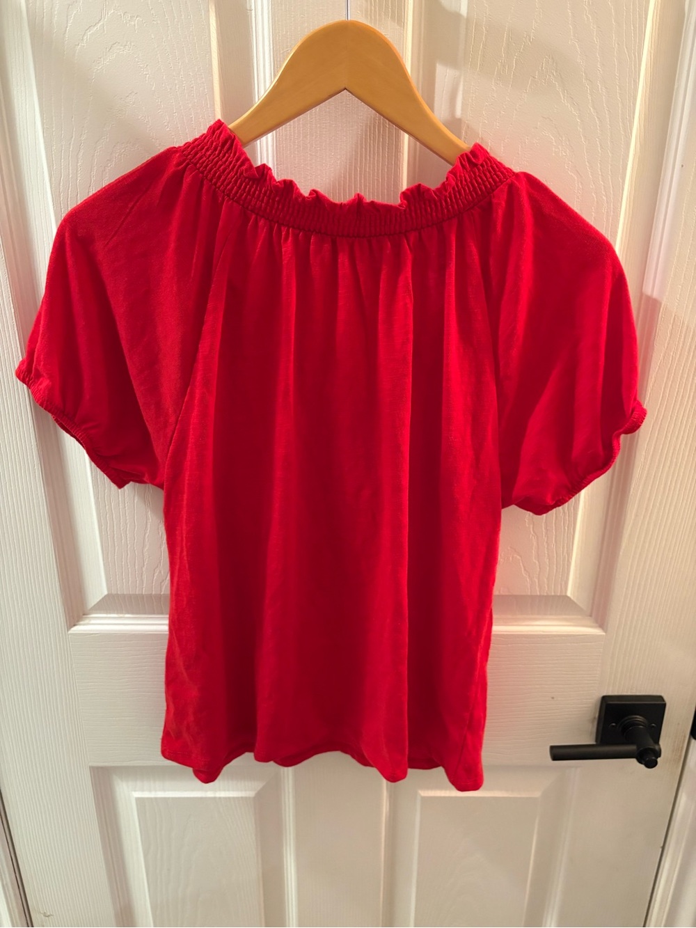 Joie Red Embroidered Short Sleeve Peasant Top - Picture 4 of 4
